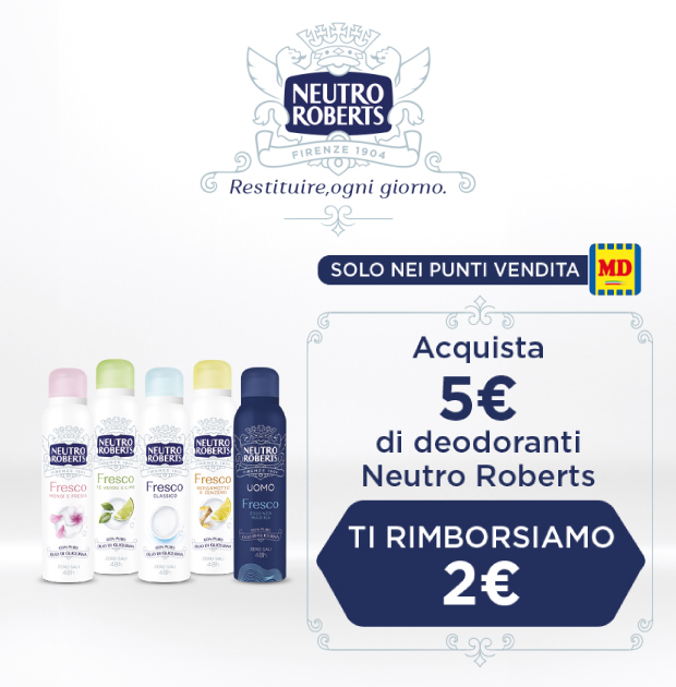Immagine smartphone: Neutro Roberts PROVALO GRATIS! Acquista 1 deodorante Essenze Italiane, te lo rimborsiamo*!